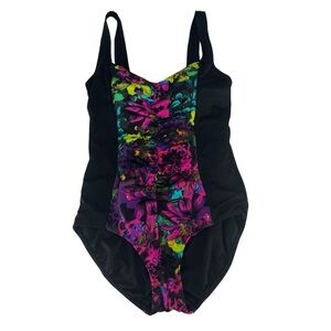Marina West Women's Missy Graphic Rose One Piece Swim Suit Size 12